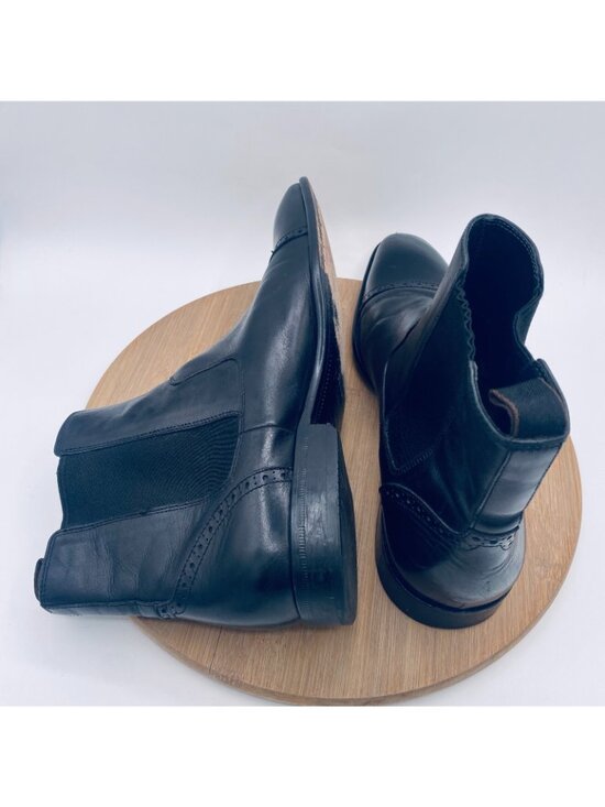 Hugo Boss Shoes Mens 11.5 Black Leather Cap Toe Chelsea Boots Brogue Ankle main image 4